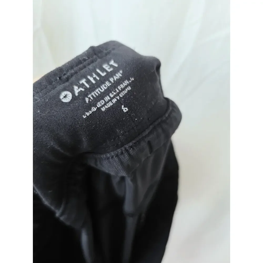 Athleta Attitude Pants‎ Women's Size 8 Black Jogger Athleisure Ruched Pockets